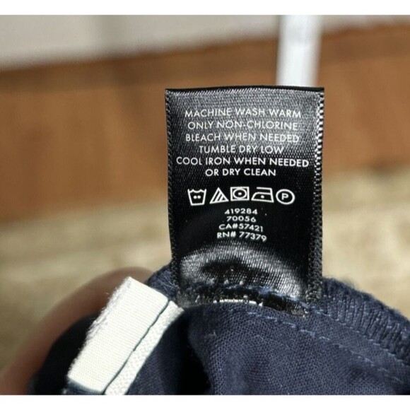 Ann Taylor Devin Fit Pants Striped Straight Leg Navy and White  Pockets Size 6 - Picture 8 of 8